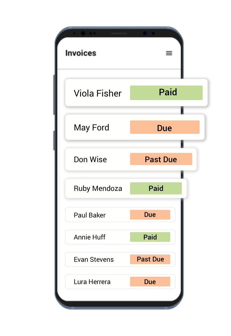 an image demonstrating Autobooks ability to track customers and customer payments